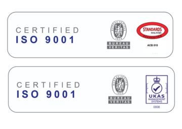 ISO 9001 certification badges