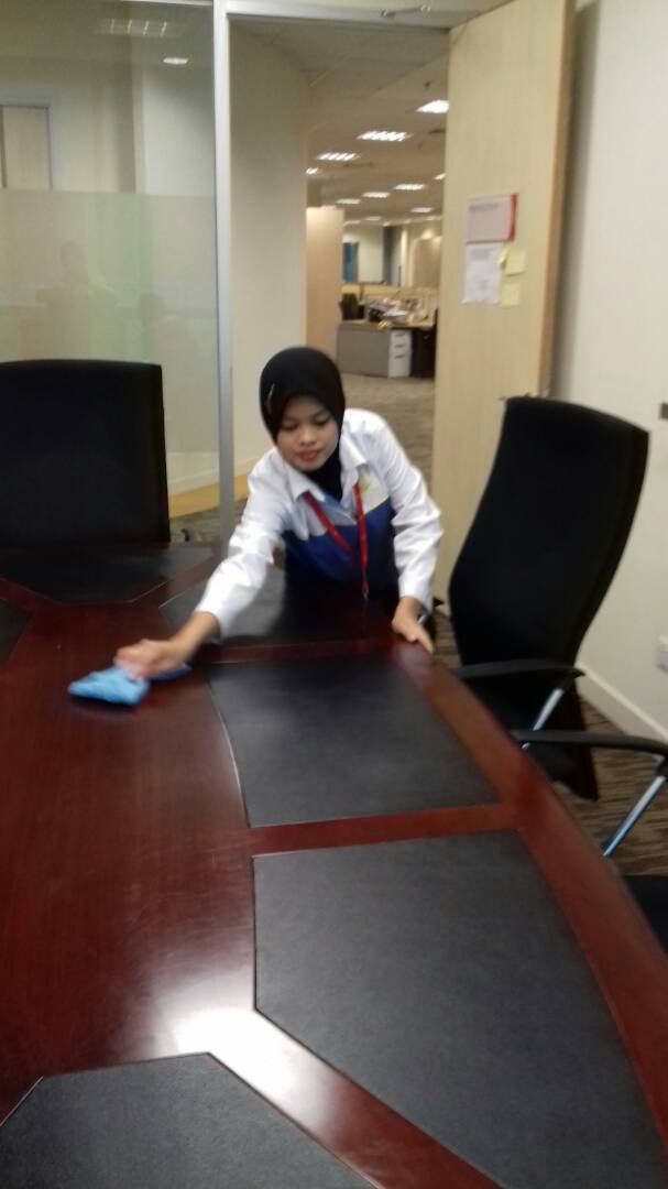 Office cleaning staff at work